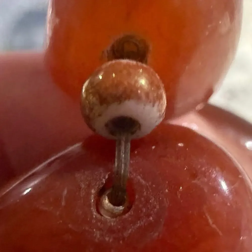 Vintage Korea Carnelian Rose Pendant Necklace Hand Carved Statement Floral 111g